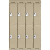 Clean Line Lockers, 2 -tier, Bank of 4, 48" x 18" x 78", Steel, Beige, Rivet (Assembled) Southpoint Industrial Supply