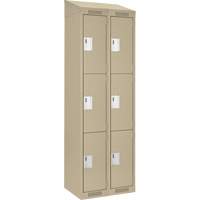 Clean Line Lockers, 3 -tier, Bank of 2, 24" x 18" x 78", Steel, Beige, Rivet (Assembled) Southpoint Industrial Supply
