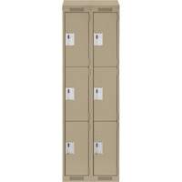Clean Line Lockers, 3 -tier, Bank of 2, 24" x 18" x 78", Steel, Beige, Rivet (Assembled) Southpoint Industrial Supply