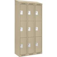 Clean Line Lockers, 3 -tier, Bank of 3, 36" x 18" x 78", Steel, Beige, Rivet (Assembled) Southpoint Industrial Supply