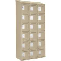 Clean Line Lockerette, 6 -tier, Bank of 3, 36" x 18" x 78", Steel, Beige, Rivet (Assembled) Southpoint Industrial Supply