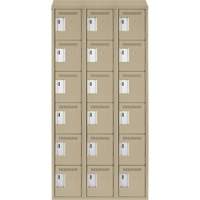 Clean Line Lockerette, 6 -tier, Bank of 3, 36" x 18" x 78", Steel, Beige, Rivet (Assembled) Southpoint Industrial Supply