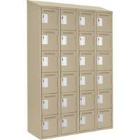 Clean Line Lockerette, 6 -tier, Bank of 4, 48" x 18" x 78", Steel, Beige, Rivet (Assembled) Southpoint Industrial Supply