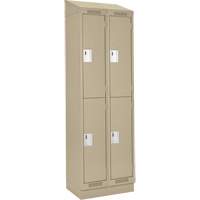 Clean Line Lockers, 2 -tier, Bank of 2, 24" x 18" x 82", Steel, Beige, Rivet (Assembled) Southpoint Industrial Supply
