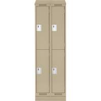 Clean Line Lockers, 2 -tier, Bank of 2, 24" x 18" x 82", Steel, Beige, Rivet (Assembled) Southpoint Industrial Supply