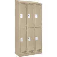 Clean Line Lockers, 2 -tier, Bank of 3, 36" x 18" x 82", Steel, Beige, Rivet (Assembled) Southpoint Industrial Supply