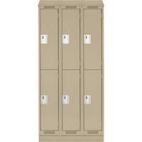 Clean Line Lockers, 2 -tier, Bank of 3, 36" x 18" x 82", Steel, Beige, Rivet (Assembled) Southpoint Industrial Supply