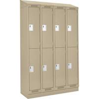 Clean Line Lockers, 2 -tier, Bank of 4, 48" x 18" x 82", Steel, Beige, Rivet (Assembled) Southpoint Industrial Supply