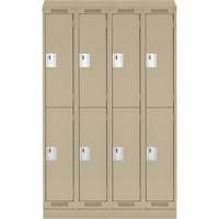 Clean Line Lockers, 2 -tier, Bank of 4, 48" x 18" x 82", Steel, Beige, Rivet (Assembled) Southpoint Industrial Supply