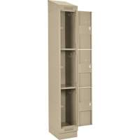 Clean Line Lockers, 3 -tier, Bank of 4, 48" x 18" x 82", Steel, Beige, Rivet (Assembled) Southpoint Industrial Supply