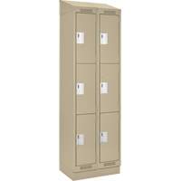 Clean Line Lockers, 3 -tier, Bank of 2, 24" x 18" x 82", Steel, Beige, Rivet (Assembled) Southpoint Industrial Supply