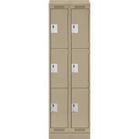 Clean Line Lockers, 3 -tier, Bank of 2, 24" x 18" x 82", Steel, Beige, Rivet (Assembled) Southpoint Industrial Supply