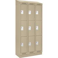 Clean Line Lockers, 3 -tier, Bank of 3, 36" x 18" x 82", Steel, Beige, Rivet (Assembled) Southpoint Industrial Supply
