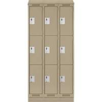Clean Line Lockers, 3 -tier, Bank of 3, 36" x 18" x 82", Steel, Beige, Rivet (Assembled) Southpoint Industrial Supply