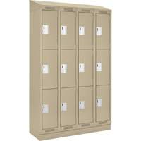 Clean Line Lockers, 3 -tier, Bank of 4, 48" x 18" x 82", Steel, Beige, Rivet (Assembled) Southpoint Industrial Supply