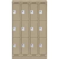 Clean Line Lockers, 3 -tier, Bank of 4, 48" x 18" x 82", Steel, Beige, Rivet (Assembled) Southpoint Industrial Supply
