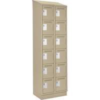 Clean Line Lockerette , 6 -tier, Bank of 2, 24" x 18" x 82", Steel, Beige, Rivet (Assembled) Southpoint Industrial Supply