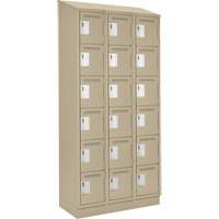 Clean Line Lockerette , 6 -tier, Bank of 3, 36" x 18" x 82", Steel, Beige, Rivet (Assembled) Southpoint Industrial Supply