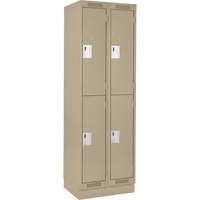 Clean Line Lockers, 2 -tier, Bank of 2, 24" x 18" x 76", Steel, Beige, Rivet (Assembled) Southpoint Industrial Supply