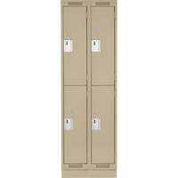 Clean Line Lockers, 2 -tier, Bank of 2, 24" x 18" x 76", Steel, Beige, Rivet (Assembled) Southpoint Industrial Supply