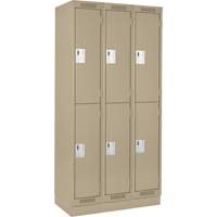 Clean Line Lockers, 2 -tier, Bank of 3, 36" x 18" x 76", Steel, Beige, Rivet (Assembled) Southpoint Industrial Supply