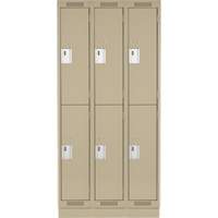 Clean Line Lockers, 2 -tier, Bank of 3, 36" x 18" x 76", Steel, Beige, Rivet (Assembled) Southpoint Industrial Supply