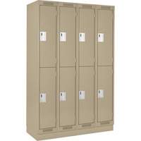 Clean Line Lockers, 2 -tier, Bank of 4, 48" x 18" x 76", Steel, Beige, Rivet (Assembled) Southpoint Industrial Supply