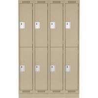 Clean Line Lockers, 2 -tier, Bank of 4, 48" x 18" x 76", Steel, Beige, Rivet (Assembled) Southpoint Industrial Supply