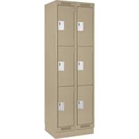 Clean Line Lockers, 3 -tier, Bank of 2, 24" x 18" x 76", Steel, Beige, Rivet (Assembled) Southpoint Industrial Supply