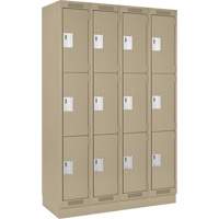 Clean Line Lockers, 3 -tier, Bank of 4, 48" x 18" x 76", Steel, Beige, Rivet (Assembled) Southpoint Industrial Supply