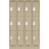 Clean Line Lockers, 3 -tier, Bank of 4, 48" x 18" x 76", Steel, Beige, Rivet (Assembled) Southpoint Industrial Supply