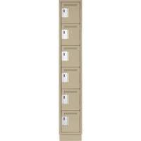 Clean Line Lockerette, 6 -tier, 12" x 18" x 76", Steel, Beige, Rivet (Assembled) Southpoint Industrial Supply