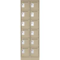 Clean Line Lockerette, 6 -tier, Bank of 2, 24" x 18" x 76", Steel, Beige, Rivet (Assembled) Southpoint Industrial Supply