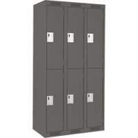 Clean Line Lockers, 2 -tier, Bank of 3, 36" x 18" x 72", Steel, Charcoal, Rivet (Assembled) Southpoint Industrial Supply