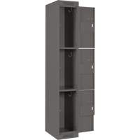 Clean Line Lockers, 3 -tier, Bank of 4, 48" x 18" x 72", Steel, Charcoal, Rivet (Assembled) Southpoint Industrial Supply