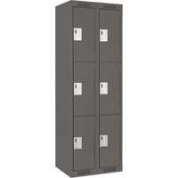 Clean Line Lockers, 3 -tier, Bank of 2, 24" x 18" x 72", Steel, Charcoal, Rivet (Assembled) Southpoint Industrial Supply