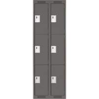 Clean Line Lockers, 3 -tier, Bank of 2, 24" x 18" x 72", Steel, Charcoal, Rivet (Assembled) Southpoint Industrial Supply