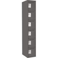 Clean Line Lockerette, 6 -tier, 12" x 18" x 72", Steel, Charcoal, Rivet (Assembled) Southpoint Industrial Supply