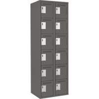 Clean Line Lockerette, 6 -tier, Bank of 2, 24" x 18" x 72", Steel, Charcoal, Rivet (Assembled) Southpoint Industrial Supply