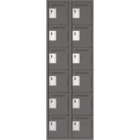 Clean Line Lockerette, 6 -tier, Bank of 2, 24" x 18" x 72", Steel, Charcoal, Rivet (Assembled) Southpoint Industrial Supply