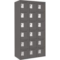 Clean Line Lockerette, 6 -tier, Bank of 3, 36" x 18" x 72", Steel, Charcoal, Rivet (Assembled) Southpoint Industrial Supply