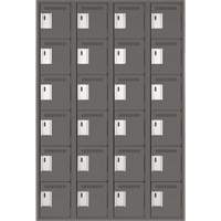 Clean Line Lockerette, 6 -tier, Bank of 4, 48" x 18" x 72", Steel, Charcoal, Rivet (Assembled) Southpoint Industrial Supply