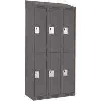 Clean Line Lockers, 2 -tier, Bank of 3, 36" x 18" x 78", Steel, Charcoal, Rivet (Assembled) Southpoint Industrial Supply