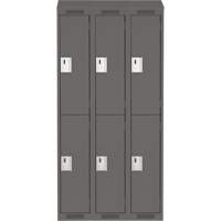 Clean Line Lockers, 2 -tier, Bank of 3, 36" x 18" x 78", Steel, Charcoal, Rivet (Assembled) Southpoint Industrial Supply