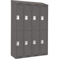 Clean Line Lockers, 2 -tier, Bank of 4, 48" x 18" x 78", Steel, Charcoal, Rivet (Assembled) Southpoint Industrial Supply