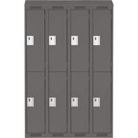 Clean Line Lockers, 2 -tier, Bank of 4, 48" x 18" x 78", Steel, Charcoal, Rivet (Assembled) Southpoint Industrial Supply