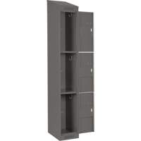 Clean Line Lockers, 3 -tier, Bank of 4, 48" x 18" x 78", Steel, Charcoal, Rivet (Assembled) Southpoint Industrial Supply