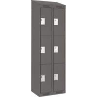 Clean Line Lockers, 3 -tier, Bank of 2, 24" x 18" x 78", Steel, Charcoal, Rivet (Assembled) Southpoint Industrial Supply