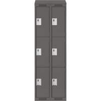 Clean Line Lockers, 3 -tier, Bank of 2, 24" x 18" x 78", Steel, Charcoal, Rivet (Assembled) Southpoint Industrial Supply
