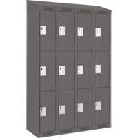 Clean Line Lockers, 3 -tier, Bank of 4, 48" x 18" x 78", Steel, Charcoal, Rivet (Assembled) Southpoint Industrial Supply